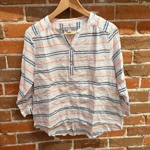 Marc New York Women's Short Sleeved Striped Popover Top Size L